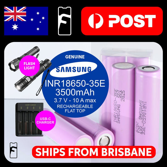 COMBO 18650 li-ion aluminum case Flashlifght + smart USB Charger + 2x Li-ion Samsung INR 18650-35E